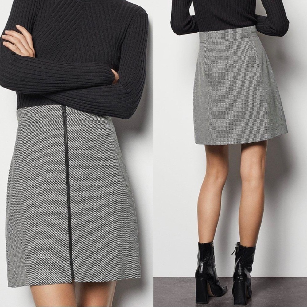 NWT Karen Millen A Line Mini Skirt Size 2 Black White High Waist